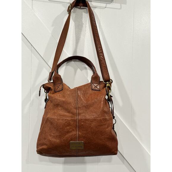 Vintage FOSSIL Crossbody Convertible Bag Purse Messenger Leather Key Zipper - Picture 3 of 16